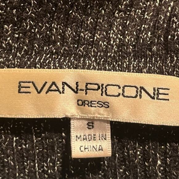 Evan Picone Sweater Dress Womens Small Black Short Sleeve Knee Length Cowl Neck - Picture 4 of 6